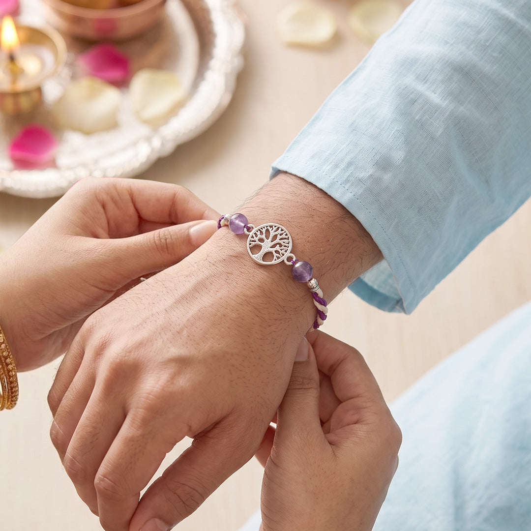 Amethyst with Tree of Life Rakhi
