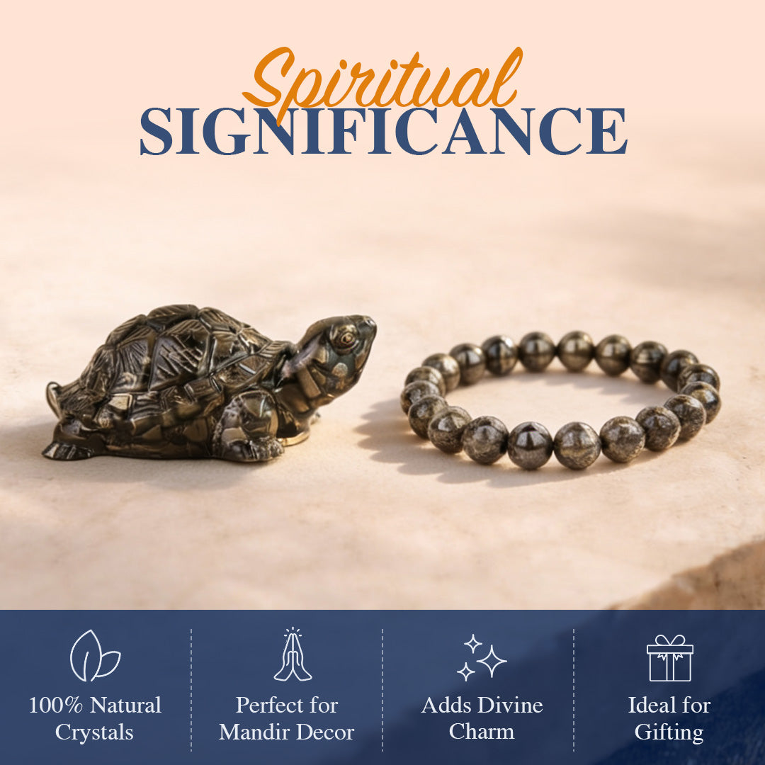 Vastu Shakti Combo( Pyrite tortoise + Pyrite bracelet )