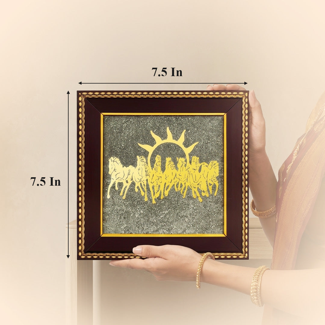 7 Horses on Raw Pyrite Frame – Symbol of Speed, Success & Prosperity