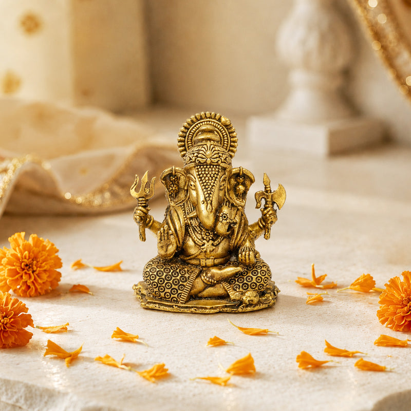 Shree Ganesh Murti “ Brass Idol of Vighnaharta - Puna