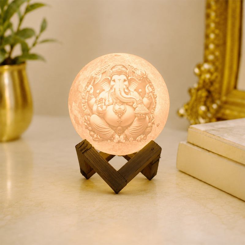3D Ganesh Moon Lamp