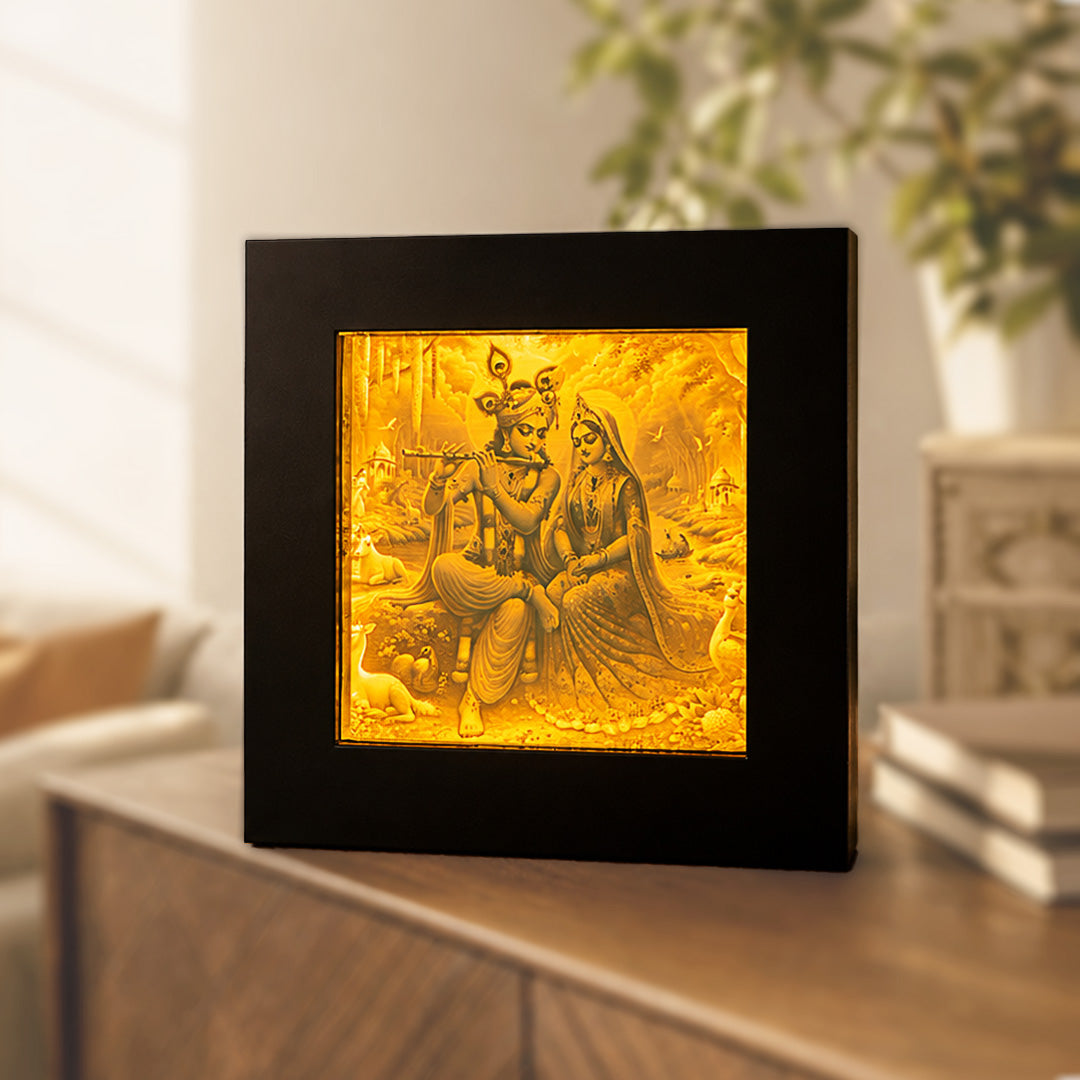 Radha Krishna 3D Light Frame