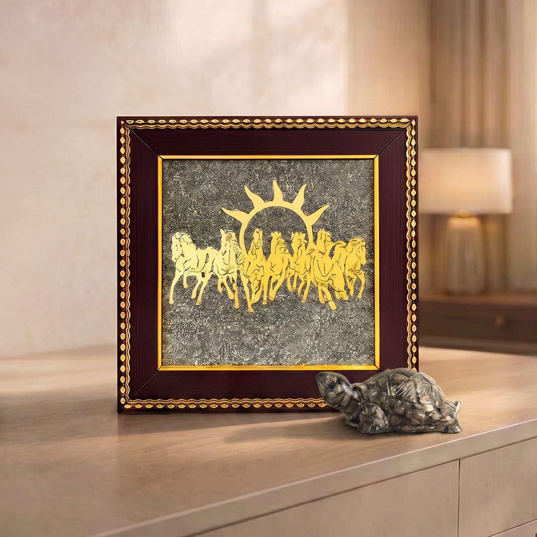 Sampann Samriddhi Combo (Pyrite tortoise + 7 horses frame )