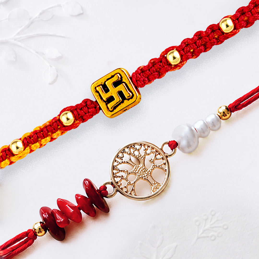 Swastik & Tree of Life Blessings Rakhi Set